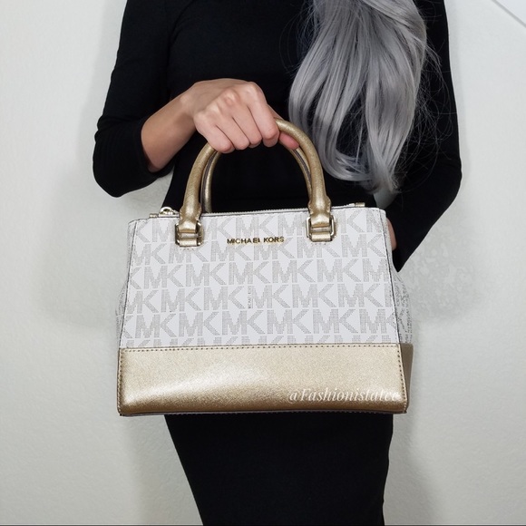 Michael Kors Handbags - NWT MICHAEL KORS KELLEN SATCHEL CROSSBODY GOLD BAG